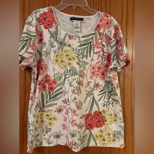 Karen Scott petites women’s large cotton tropical print top